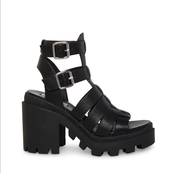 Steve Madden Shoes - STEVE MADDEN - Cosmic Black Lug Platform Strappy Sandal - WORN ONCE